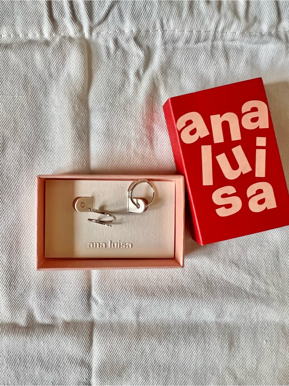 Ana Luisa Harley Double Hoop Earrings Sterling Silver New in Box - Picture 3 of 5